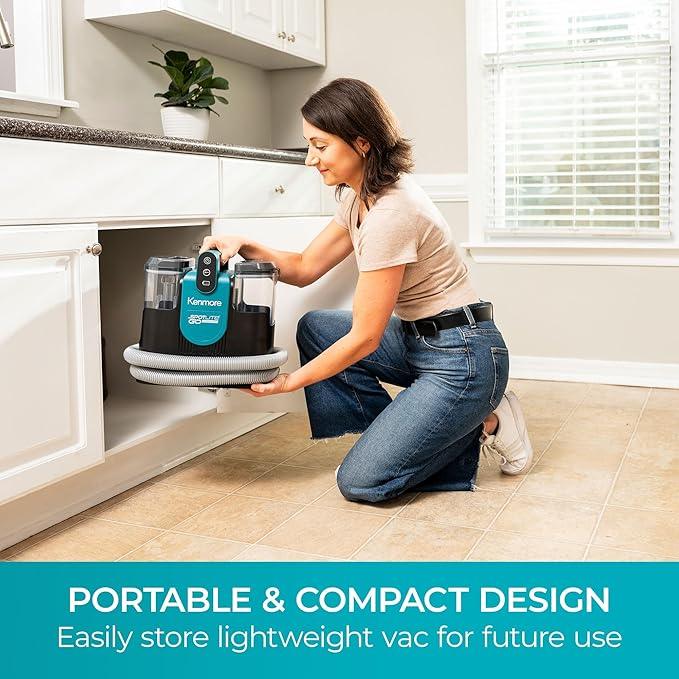 Kenmore KW1090 SpotLite Go 24V Cordless Brushless Portable Carpet Spot Cleaner, 16Kpa Power Suction, 55Mins Runtime with Hose Cleaning Tool for Pets, Area Rugs & Couches - NeatNest