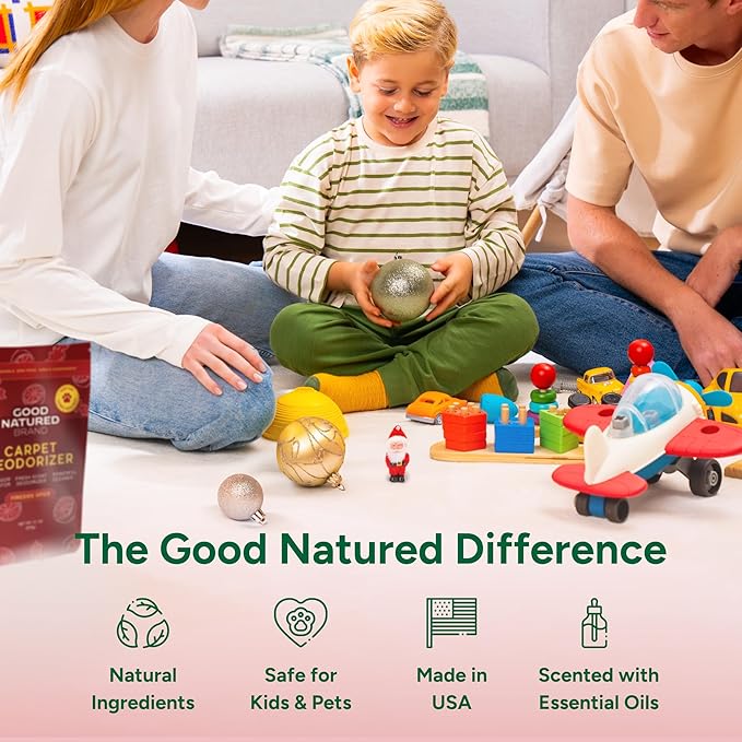 Good Natured Brand | Carpet Deodorizer & Freshener Powder | 31 oz Pet Odor Eliminator for Strong Odor & Pet Urine | Fresh Natural Fireside Spice Scent | Safe for Homes with Pets