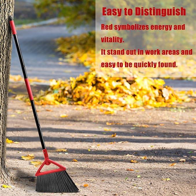 Heavy Duty Angle Broom, Upgraded Commercial Broom for Sweeping Indoor and Outdoor, Perfect Red Broom of Kitchen, Garage, Industrial and Courtyard - NeatNest