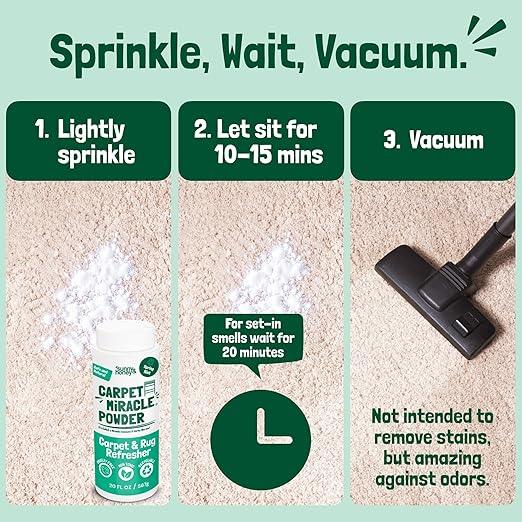 Sunny & Honey Carpet Freshener Powder - Pet & Kid Safe Rug Freshener Powder - Residue-Free, Easy Vacuum Dry Rug Shampoo (20oz, Spring Mint) - NeatNest