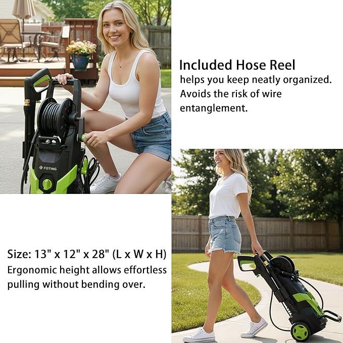 2025New Pressure Power Washer with 4 Quick Connect Nozzles, Inlet Hose & Filter, Foam Cannon for Cars/Fences/Driveways/Patios/Home Cleaning 4500PSI - NeatNest
