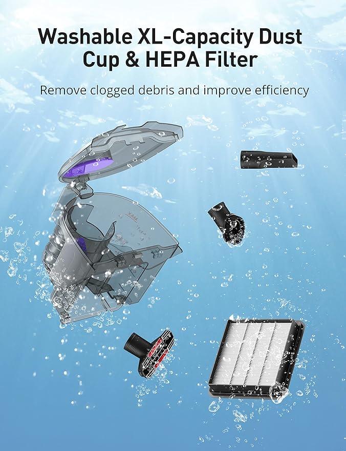 Aspiron Canister Vacuum, Upgraded 1600W Bagless Canister Vacuum Cleaner, Auto Cord Rewind, H13 HEPA Filter, 3.7Qt Large Capacity, 5 Tools for Hard Floors, Carpet, Pet, Upholstery, Tiles, Lilac - NeatNest