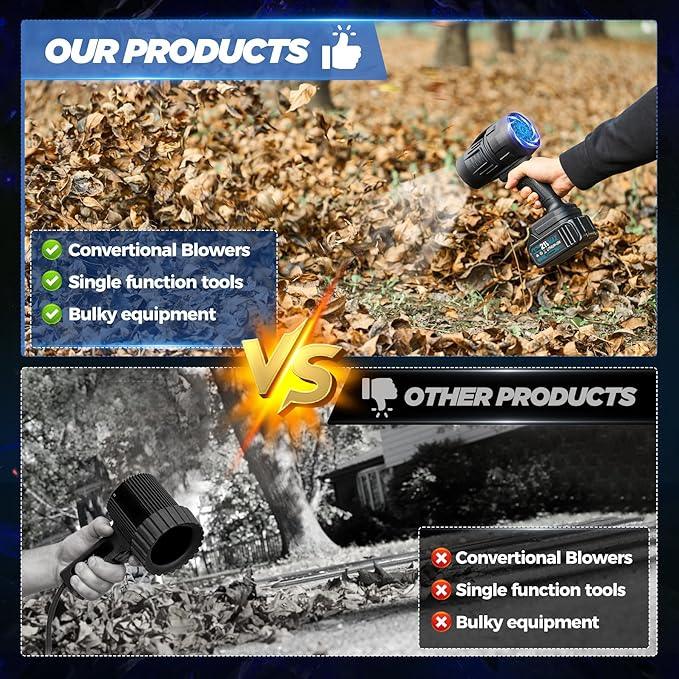 Saker Cordless Leaf Blower Portable Dust Cleaner Handheld Lightweight Blowers 180000 RPM with Adjustable Speed for Patio Cleaning, Drying,Camping Gifts 2 Batteries BF170 Black - NeatNest