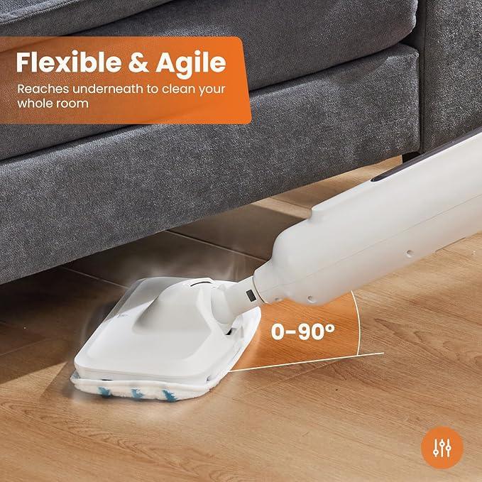 Sweetcrispy Steam Mop for Floor Cleaning,Lightweight Floor Steamer Cleaner for Hardwood/Tile/Laminate Floors Carpet, 2 Washable Pad,White and Grey - NeatNest
