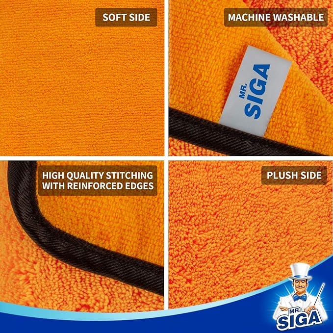 MR.SIGA Professional Premium Microfiber Towels for Cars, Dual-Sided Car Washing and Detailing Towels, Gold, 15.7 x 23.6 inch, 12 Pack - NeatNest