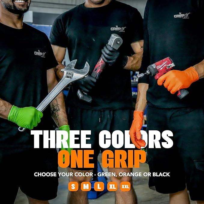 Herkules Grip Heavy Duty 8Mil Orange Nitrile Gloves,3D Raised Diamond Texture-Latex & Powder Free-Industrial, Mechanic (1, X-Large) - NeatNest