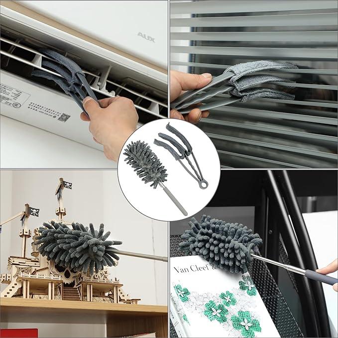 10 PCS Microfiber Feather Duster Kit, Dusters for Cleaning with Extension Pole, Retractable Bendable, Gap Dust Brush Blind Duster, for Cleaning Ceiling Fan, High Ceilings, Cars - NeatNest