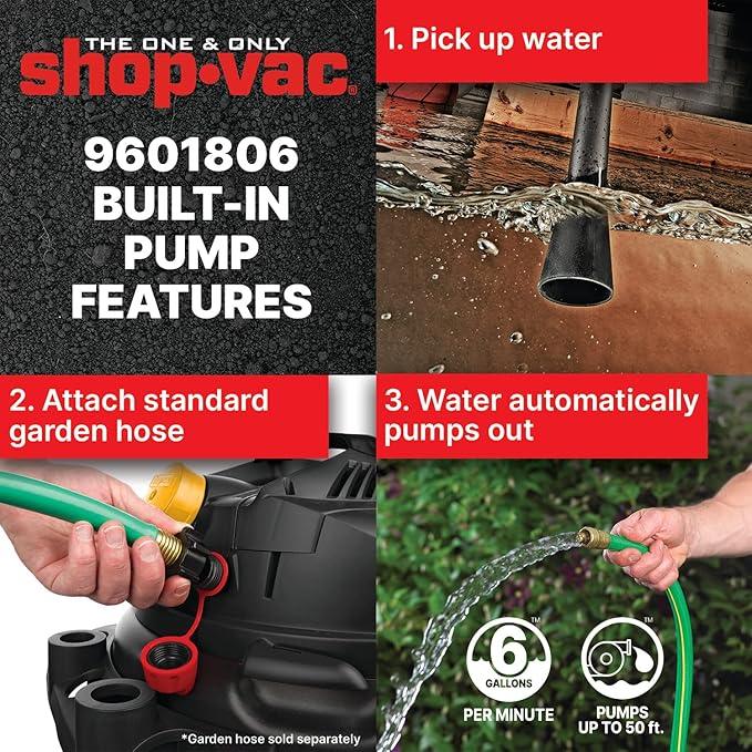 Shop-Vac 9601806 18 Gallon Wet/Dry Utility Vacuum, 6.0 Peak HP, 2.5 Inch Diameter x 8 Foot Hose, 20 Foot Cord, Design For Powerful Suction - NeatNest