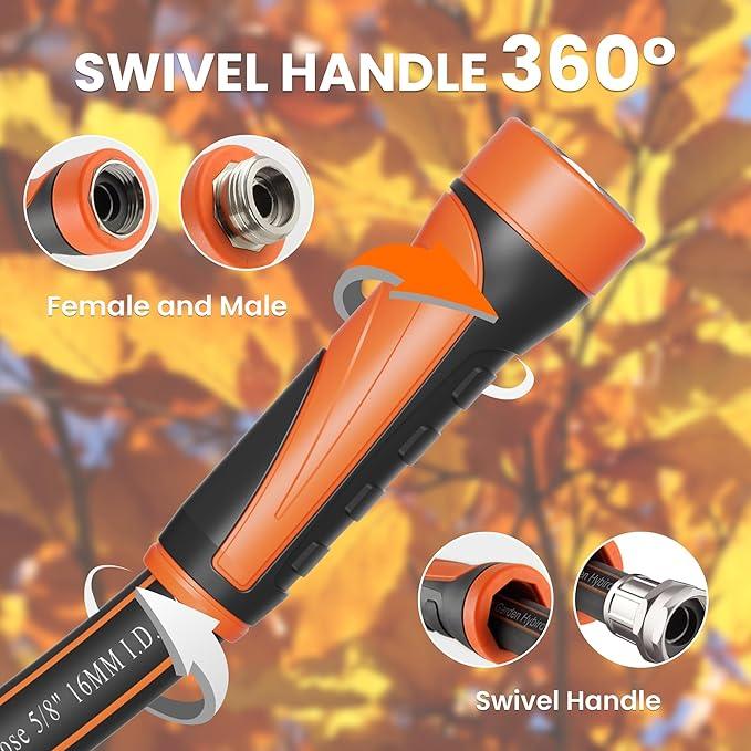 Giraffe Tools Garden Hose 75ft x 5/8", Water Hose Heavy Duty, Flexible, Lightweight Hybrid Hose with Swivel Handle, Male to Female Fittings, Burst 600 PSI - NeatNest