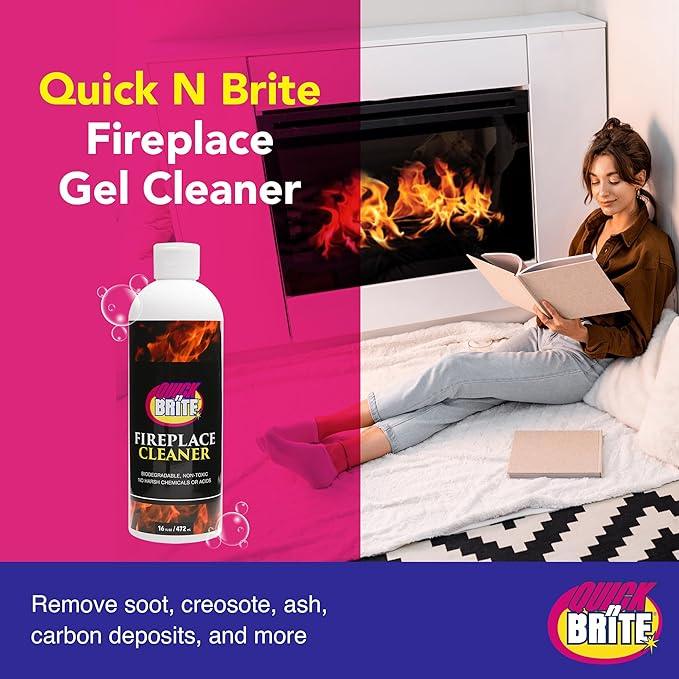Quick 'n Brite Fireplace Gel Cleaner for Brick, Stone, Rock, Tile, and Marble, Nonabrasive Fireplace Cleaner, Made in the USA, 16 oz (Pack of 2) - NeatNest