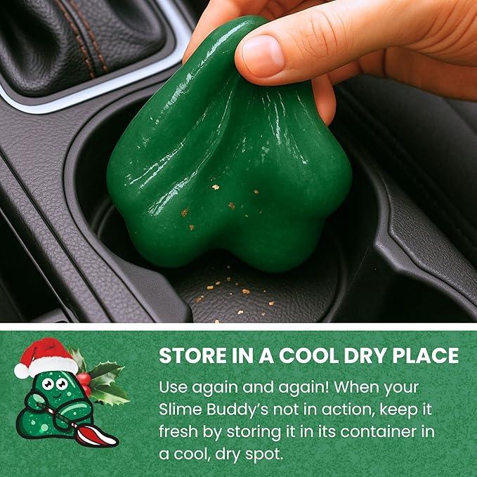 Slime Buddies Car Cleaning Gel Putty - Pine Scented Interior Detailing Tool for Cup Holders, Air Vents & Keyboard - Reusable Auto Detailing Accessories - Dust Remover Goop - NeatNest