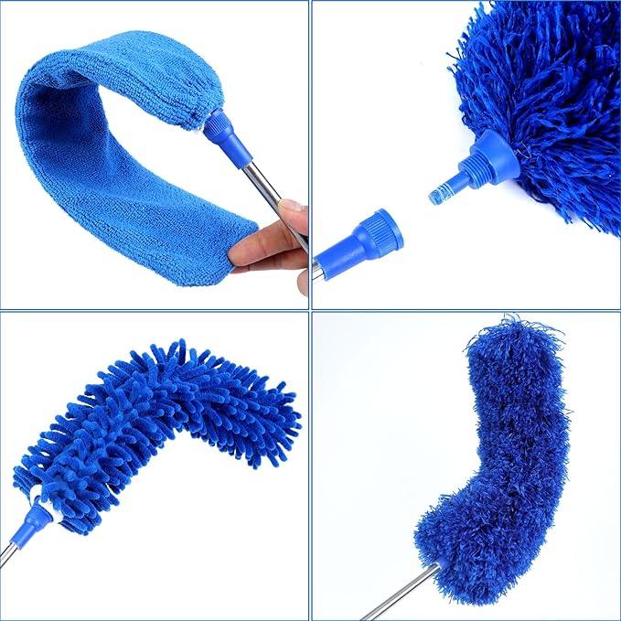 10 PCS Microfiber Cobweb Duster with Extension Pole (100 Inch Telescoping), Washable Dusters for Cleaning, Multifunctional Bendable Feather Duster for Ceiling Fan, Blind, High Ceiling - NeatNest