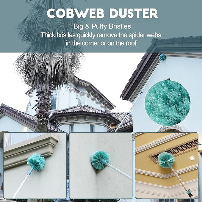 30 Foot High Reach Duster Kit with 6-24FT Extension Pole High Ceiling Dusting and Window Cleaning Kit with Telescopic Pole Window Washer&Squeegee,Cobweb Duster,Fan Duster and Feather Duster - NeatNest