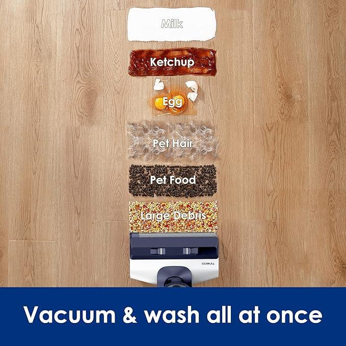 Tineco Floor ONE S5 Smart Cordless Wet Dry Vacuum Cleaner and Mop for Hard Floors, Digital Display, Long Run Time, Great for Sticky Messes and Pet Hair, Space-Saving Design, Blue - NeatNest