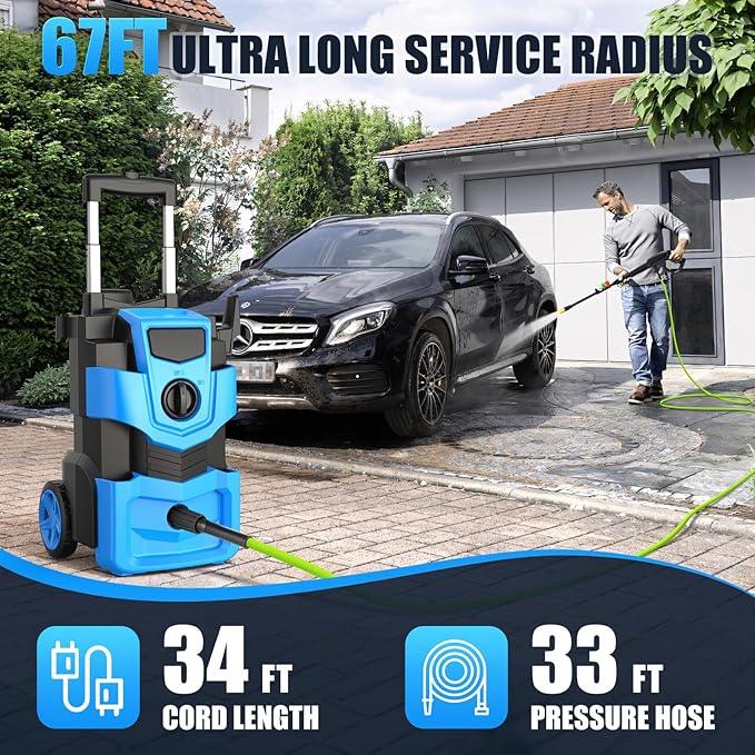Power Cleaner 5000 PSI with 4 Nozzles and 33ft Hose, Foam Cannon - NeatNest