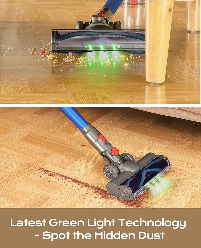 Cordless Vacuum Cleaner, 450W 40KPA Vacuum Cleaners for Home, 45Mins Lightweight Stick Vacuum with Advanced Green Light Tech, Rechargeable Battery Vacuum for Carpet,Pet Hair,Hardwood Floor - NeatNest