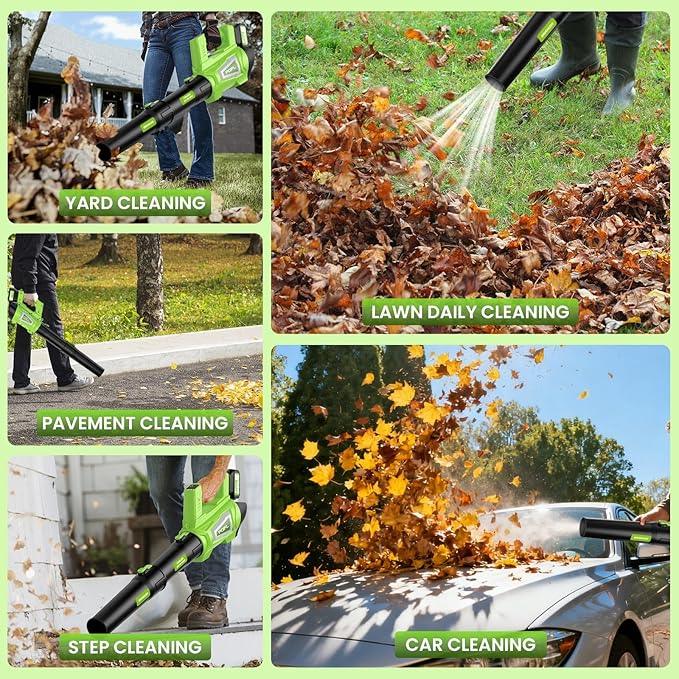 Leaf Blower Cordless, 750CFM 240+MPH Brushless Powerful Electric Leaf Blower with 2x4.0Ah Batteries & Fast Charger,Shoulder Strap,6-Speed Modes,Lightweight Leaf Blowers for Lawn Care Leaves Dust Snow - NeatNest