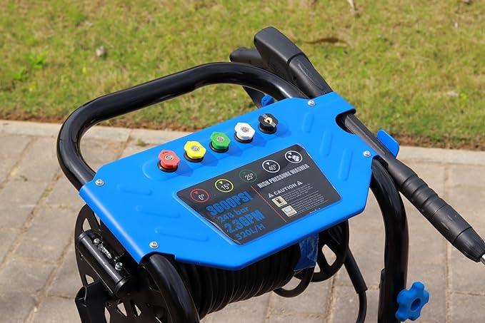 Gas Pressure Washer 3600 PSI, 2.3 GPM Heavy Duty High Power Washer,212CC Engine with 30FT Hose, Axial Aluminum Pump, Soap Tank, Spray Gun and Wand, 5 Quick Connect Nozzle (Blue) - NeatNest