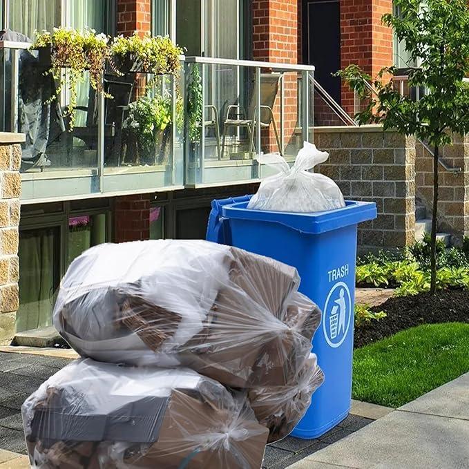 55-60 Gallon Trash Bags, 50 Count Bulk, Heavy Duty Clear Plastic Recycling Bags, Multi-purpose Garbage Bags for home Commercial, Outdoor, Construction, Industrial, Lawn, Leaf - NeatNest