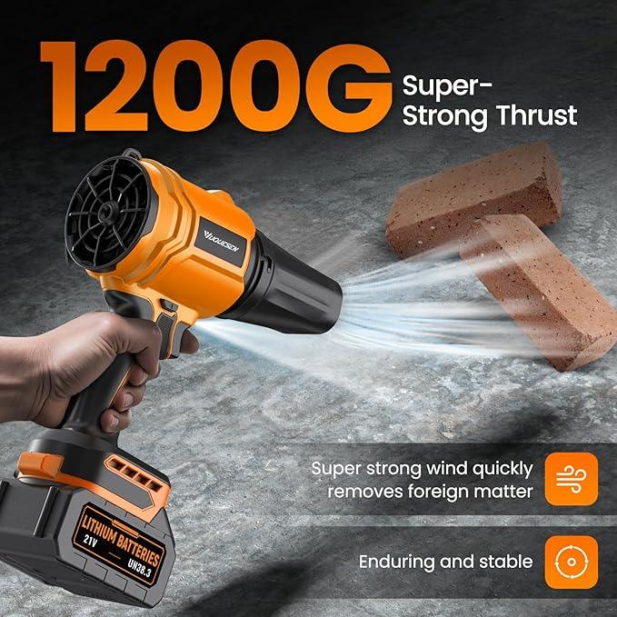 Cordless Leaf Blower, 980,000 RPM Handheld Leaf Blower with 2 X 4.0Ah Batteries & Charger, Lightweight Leaf Blowers for Patio Cleaning, Lawn Care, Leaves, Dust - Orange - NeatNest