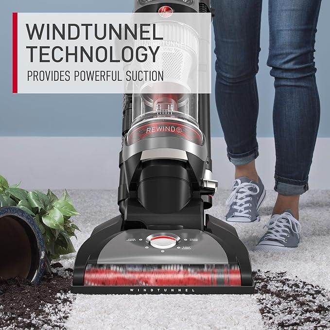 Hoover WindTunnel Cord Rewind Pro Bagless Vacuum Cleaner, Corded Upright Vacuum Cleaner for Carpet and Hard Floor, Automatic Cord Rewind, Corded Vacuum Cleaners for Home Use - NeatNest