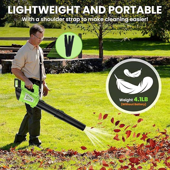 Leaf Blower Cordless, 750CFM 240+MPH Brushless Powerful Electric Leaf Blower with 2x4.0Ah Batteries & Fast Charger,Shoulder Strap,6-Speed Modes,Lightweight Leaf Blowers for Lawn Care Leaves Dust Snow - NeatNest