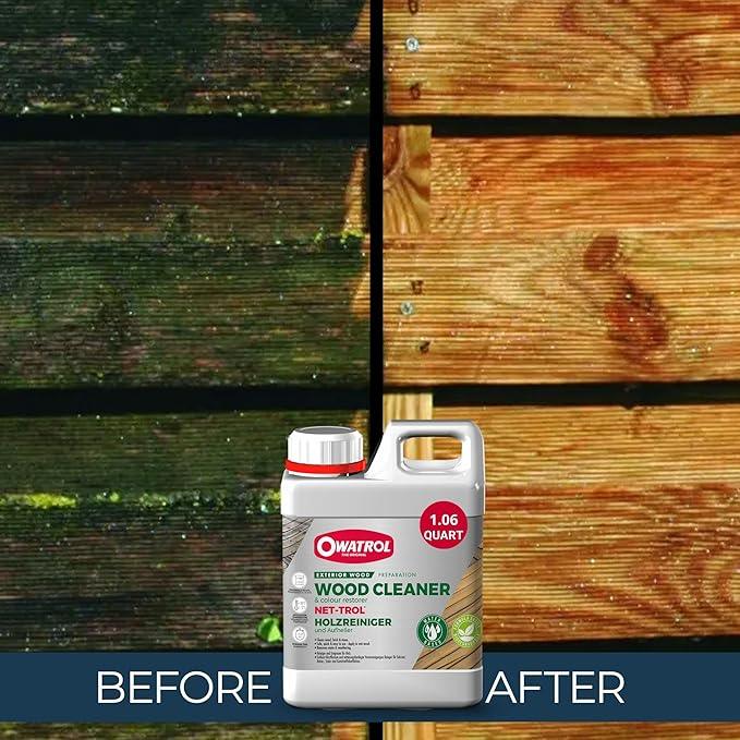 OWATROL Outdoor Wood Cleaner Net-trol 34 Oz - Neutralizer and Color Restorer, Fast-acting Water-Based Wood Treatment - Safe for All Woods Species - NeatNest