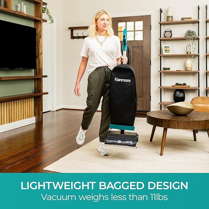 Kenmore BU1001 B200 Series Commercial Grade Vacuum Cleaner Lightweight 14L Capacity Bagged Upright Vac with LED Headlight and 2-Speed Setting Powerful Suction for Pets, Carpets & Hard Floor - NeatNest