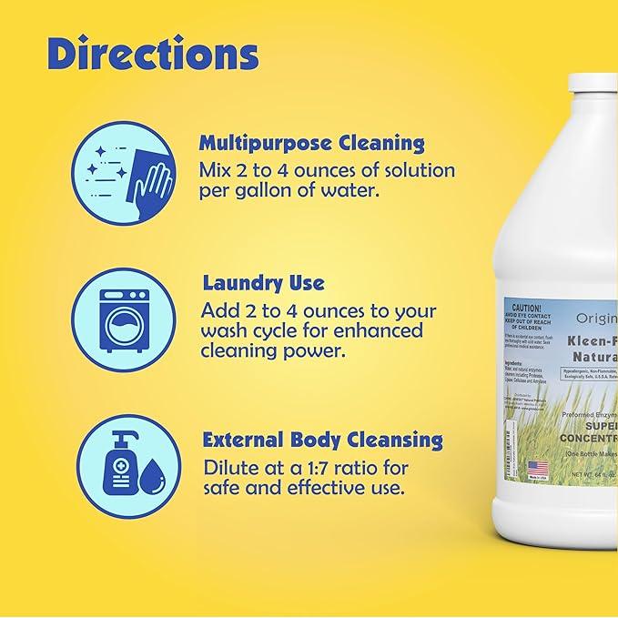 Naturally Preformed Enzyme Cleaner, Enzyme Solution, Multi-Purpose Cleaner, Laundry Additive, and More - Concentrate - Original Scent - 64oz - NeatNest
