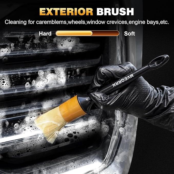 7PCS Car Detailing Brush Set,Boar’s Bristle Car Cleaning Detail Brush kit,Ultra Soft No Scratch Car Dust Brush,Car Interior Detailing Brushes Kit,Detail Brush Car Detailing for Interior Exterior(gold) - NeatNest
