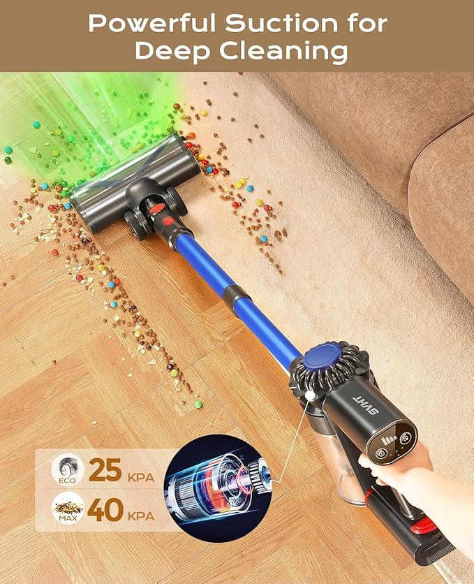 Cordless Vacuum Cleaner, 450W 40KPA Vacuum Cleaners for Home, 45Mins Lightweight Stick Vacuum with Advanced Green Light Tech, Rechargeable Battery Vacuum for Carpet,Pet Hair,Hardwood Floor - NeatNest