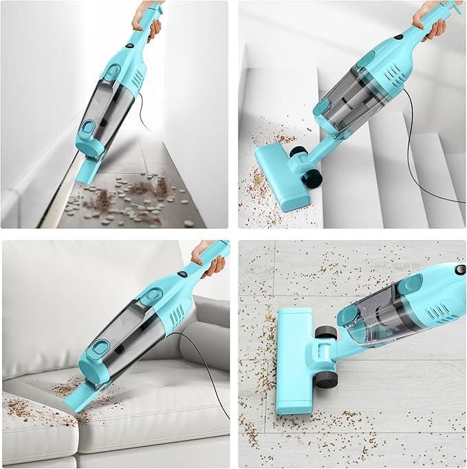 Vazone R6X Corded Stick Vacuum Cleaners for Home, 20Kpa Powerful Suction Stick Vacuum with 16Ft Cord, 2 in 1 Lightweight Vacuum Cleaner for Hardwood Floor Pet Hair (Green) - NeatNest