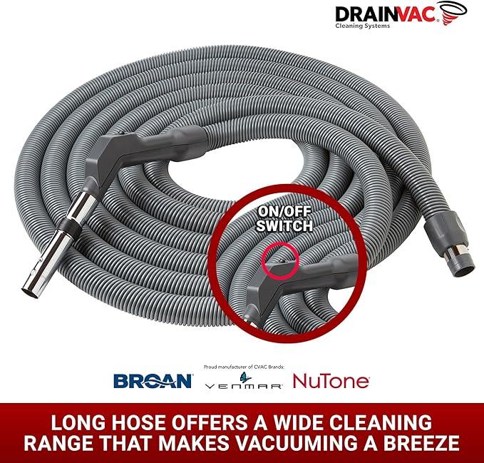 Central Vac System Bare Floor Attachment Set for Cleaning Hardwood Floors Furniture & Draperies - Includes 30FT Crushproof Hose, Dusting Brush, Upholstery & Crevice Tool, Wand, Mesh Storage Bag & More - NeatNest