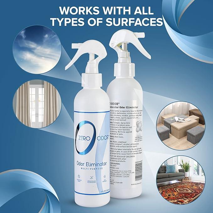 Zero Odor - Multi-Purpose Strong Odor Eliminator for Home, Office, Car, Bathroom, Hotel, Room Deodorizer, and Odor Neutralizer, 8oz Two Pack - NeatNest