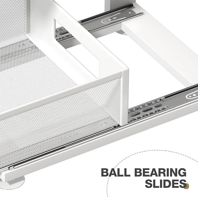 2 Pack Under Sink Organizer With Next-Gen Ball-Bearing Slides,2-Tier Pull Out Cabinet Storage,Height Adjustable Drawer Shelf for Bathroom,Kitchen,Laundry,Cabinet,Pantry(Patent Pending) - NeatNest