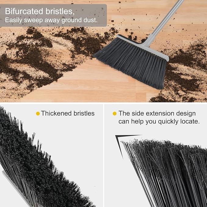 KeFanta 4 Packs Outdoor Broom Heavy Duty with 55" Long Handle, Commercial Brooms for Sweeping Indoor Courtyard Restaurant Garage Patio Decks Mall Market Kitchen Office Lobby Shop - NeatNest