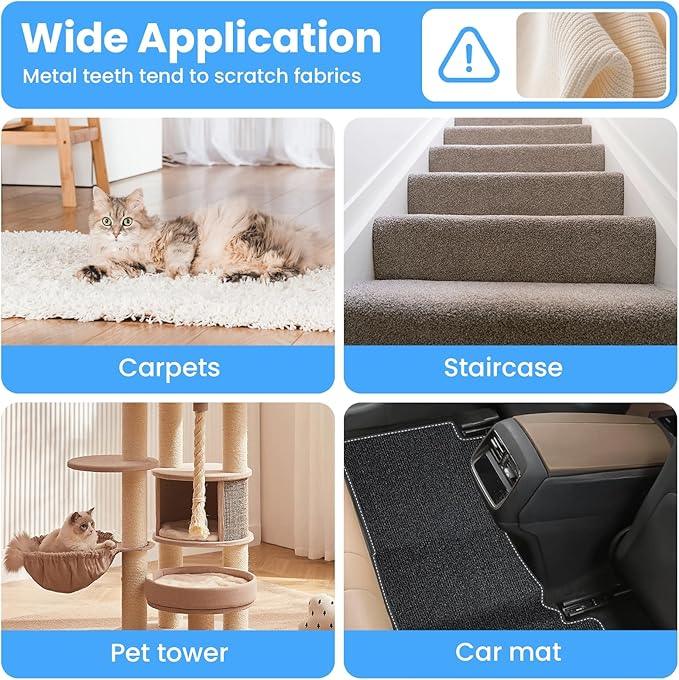 3 in 1 Carpet Rake for Pet Hair Removal, Tool Set of 3, 55” Long Handle Carpet Pet Hair Removal Carpet Scraper Dog Cat Hair Remover for Sofa, Couch, Car, Rug (Gray) - NeatNest