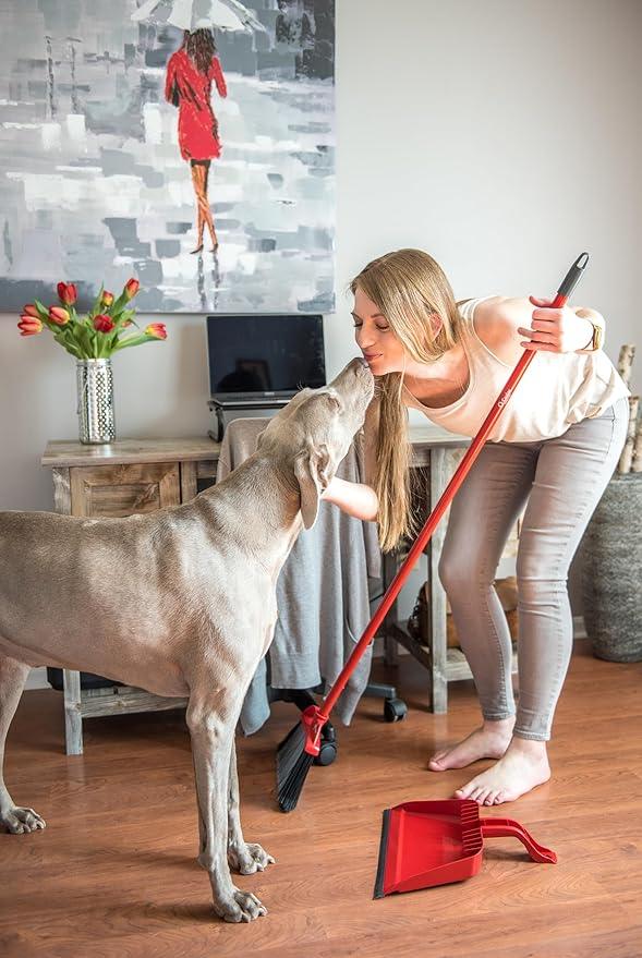 O-Cedar Pet Pro Broom with Step-On Dustpan | Remove 99% with One Sweep | DustPan Removes 3 Times More Pet Hair | Quiet Cleaning Tool for Cat and Dog Owners - NeatNest