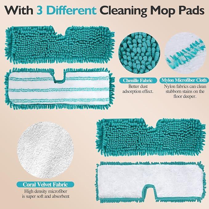 MASTERTOP Microfiber Flat Mop, Double-Sided Dust Mop with 4 Wet & Dry Pads, Floor Mop with Extension Stainless Steel Handle for Cleaning Hardwood, Vinyl, Laminate - NeatNest