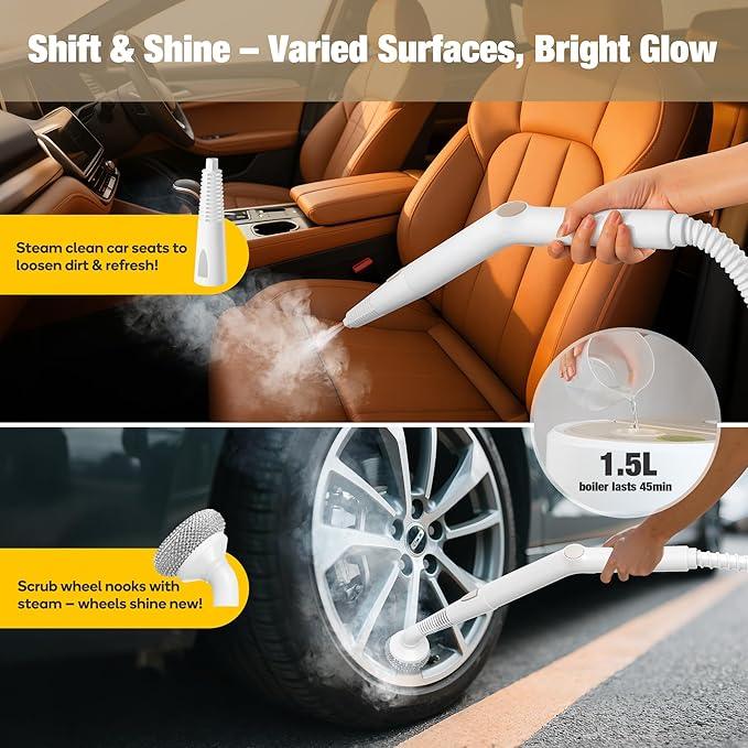 Newbealer Heavy-Duty Steam Cleaner for Home, Stainless Steel Boiler, 12-Piece Accessory Kit, Max 5 Bar Pressure, Multi-Purpose Steamer for Floors, Cars, Furniture, Upholstery, and More - NeatNest