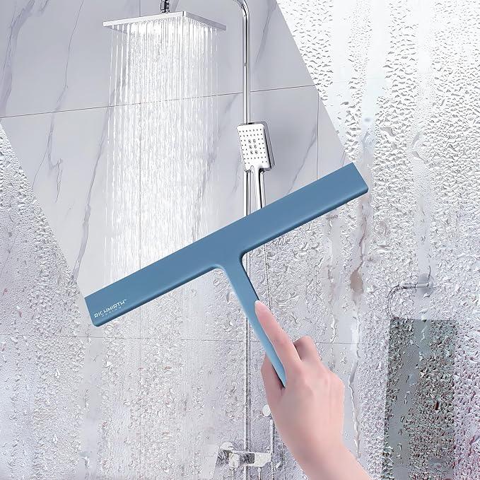 Large Shower Squeegee for Glass Doors, Richmirth 11 Inch Squiggy for Shower Glass Bathroom Squeegee Mop Wiper Cleaner Tool for Tile Wall, Car Glass, Window - Green - NeatNest