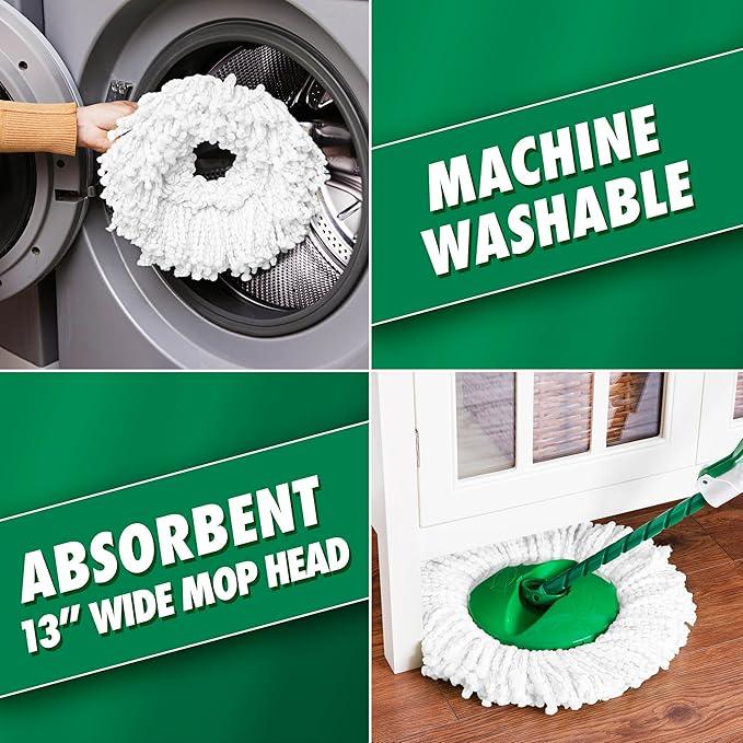 Libman Tornado Spin Mop System with Refill Heads, Microfiber Spinning Mop and Bucket with Wringer Set for Home, Floor Cleaning of Hard-Wood, Laminate, Tile, All Surface Cleaner - NeatNest