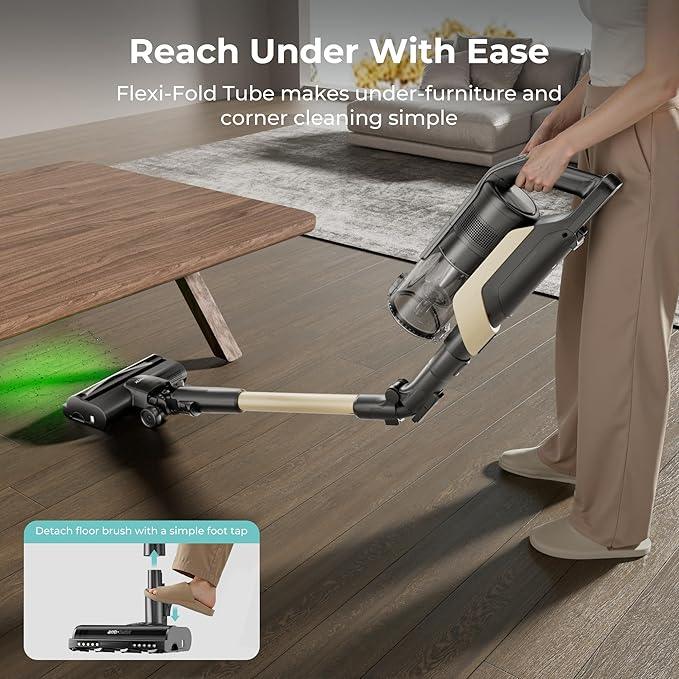 Candy Cordless Stick Vacuum, 650W/250AW Powerful Suction, 100min Runtime, Flexi-Fold Tube, Floor Direction Sensing, LED Headlights, Stick & Handheld Vacuum for Hard Floor, Carpet & Pet Hair, CVS60 - NeatNest
