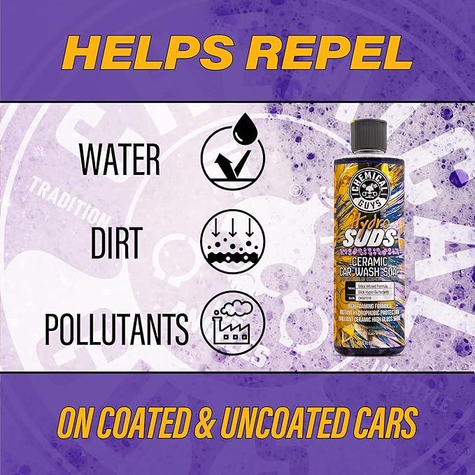 Chemical Guys HydroSuds Ceramic SiO₂ Shine High Foaming Car Wash Soap - Foam Cannon Soap, Works with Foam Guns or Bucket Washes for Cars, Trucks, Motorcycles, RVs, and More, Berry Scent - 16 oz - NeatNest