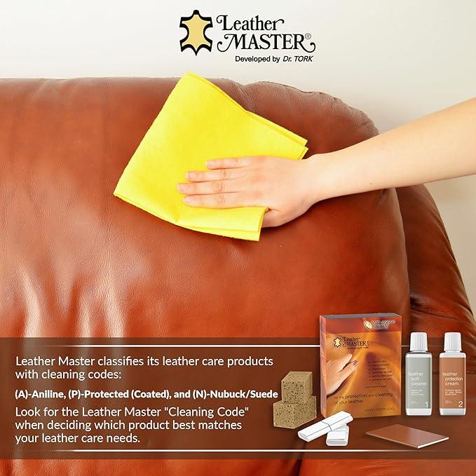 Leather Master Leather Care Kit | Leather Cleaner and Conditioner Kit | Cleans & Restores Car Seats, Furniture, Purses, Jackets | Includes Leather Cleaner, Leather Conditioner, Sponge & Wipes - NeatNest