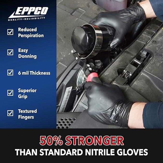 EPPCO Grease Bully 6-Mil Black Nitrile Gloves Disposable Powder Free, Latex Free Textured Superior Grip Glove for Mechanics - NeatNest