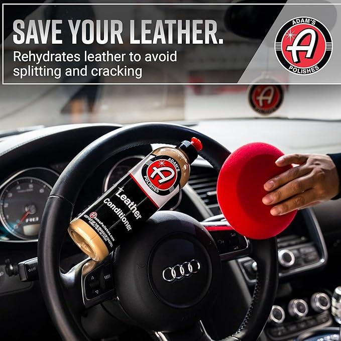 Adam's Polishes Leather Care Kit - Leather Cleaner & Conditioner Car Cleaning Supplies | UV Protection for Interior Accessories Steering Wheel Seat Dash Vinyl Shoe Polish Jacket - NeatNest