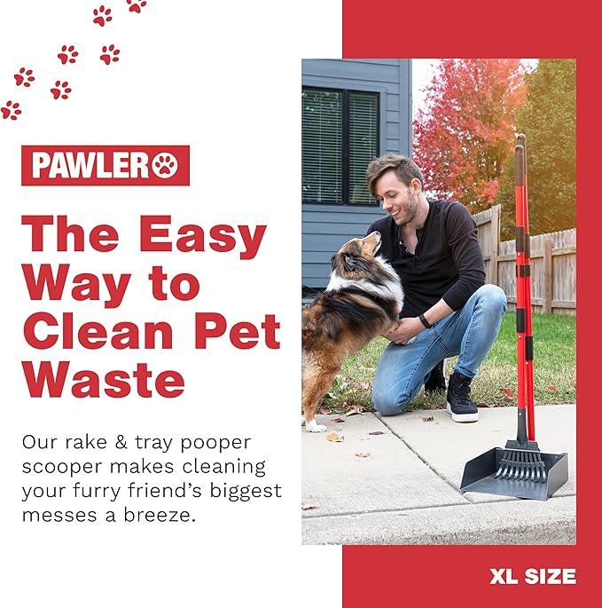 Pooper Scooper for Large Dogs, Small Dogs and Horses, Metal Poop Scooper Set with Long Handle Rake and Tray for Yard, Grass, Dirt or Gravel, Heavy Duty Aluminum Poop Picker Upper - NeatNest