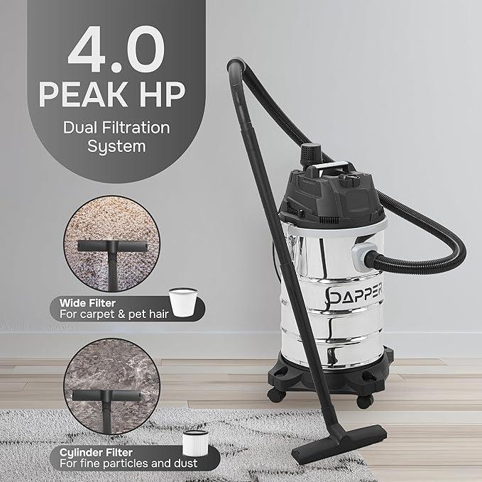 10 Gallon 4.0 Peak HP Wet/Dry Vacuum, Stainless Steel Tank, 3 in 1 Function Portable Shop Vacuum with Attachments, Ideal for Jobsite, Garage & Workshop. - NeatNest