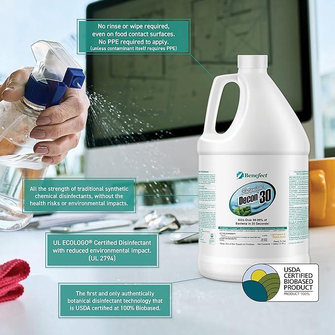 Benefect Botanical Decon 30 Disinfectant Cleaner - All Natural Formula for Effective Cleaning Power - Ideal for Restoration Jobs & Water Damage - 20476 - 1 Gallon - NeatNest